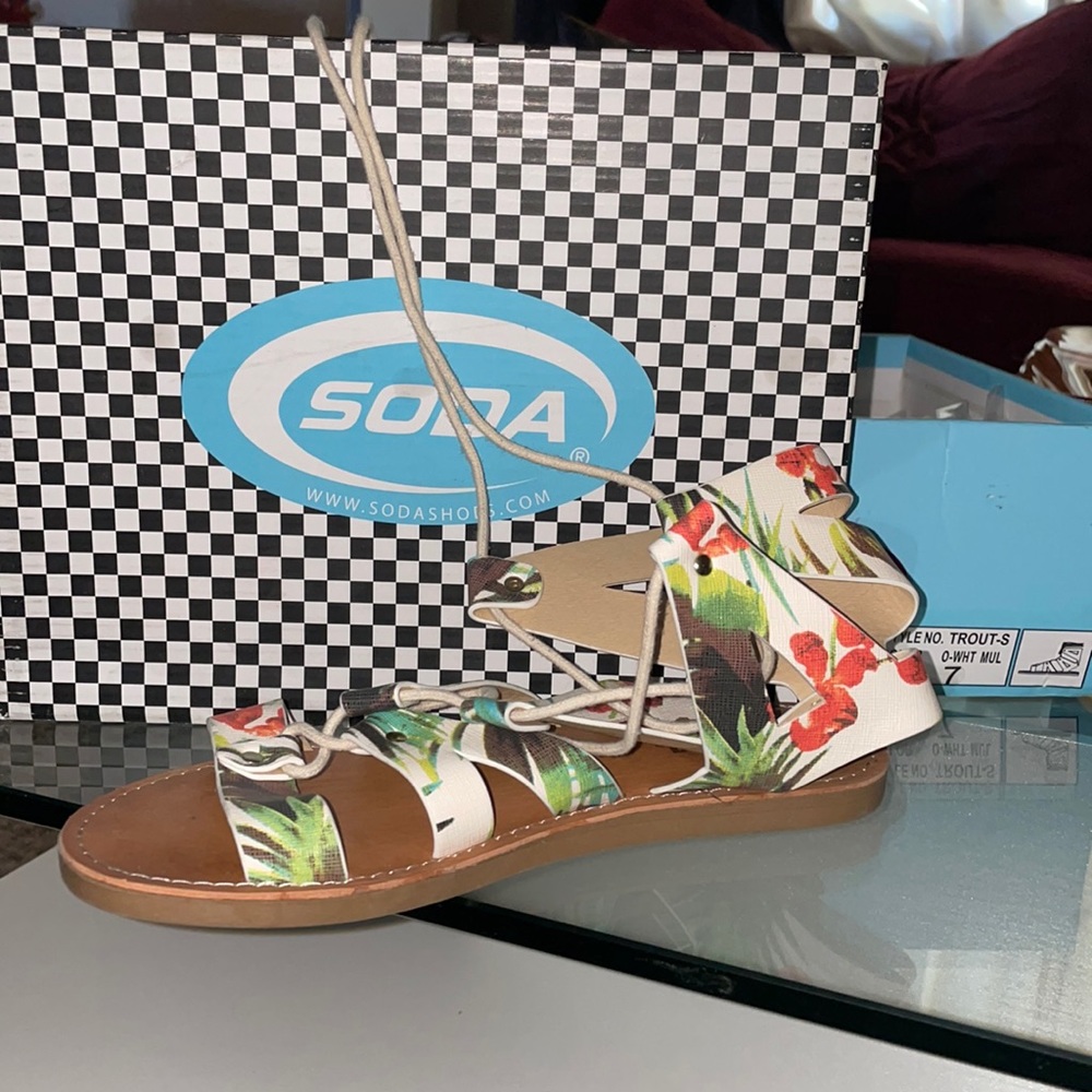 Soda multicolored lace up sandals